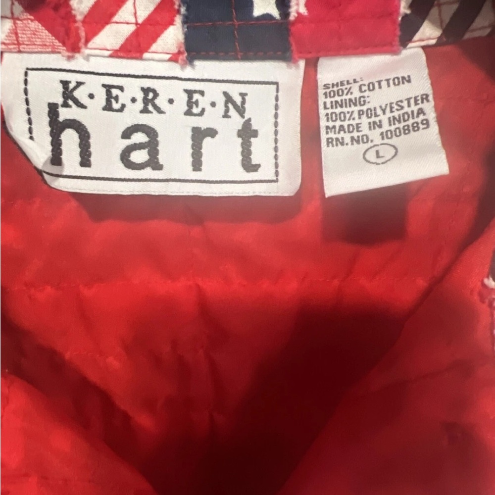 Vintage Keren Hart Quilted Patchwork Jacket Americana USA Flag Print Size L - Picture 6 of 10